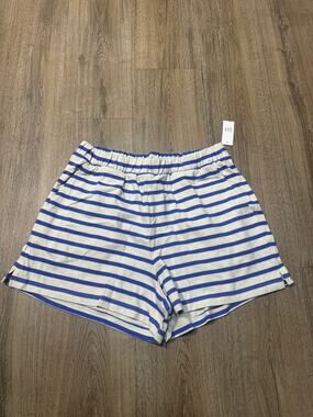 GAP Women's White and Blue Striped Athletic Lounge Shorts
